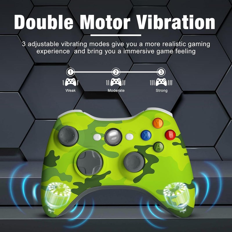 BUERTT Store Wireless Controller for Xbox 360, 2.4GHZ Game Joystick Controller Gamepad for Xbox 360 & Slim Console and PC Windows 7/8/10,No Audio Jack,Camo Green - Image 4